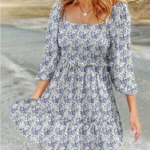 Blue Floral Women's Mini Dress